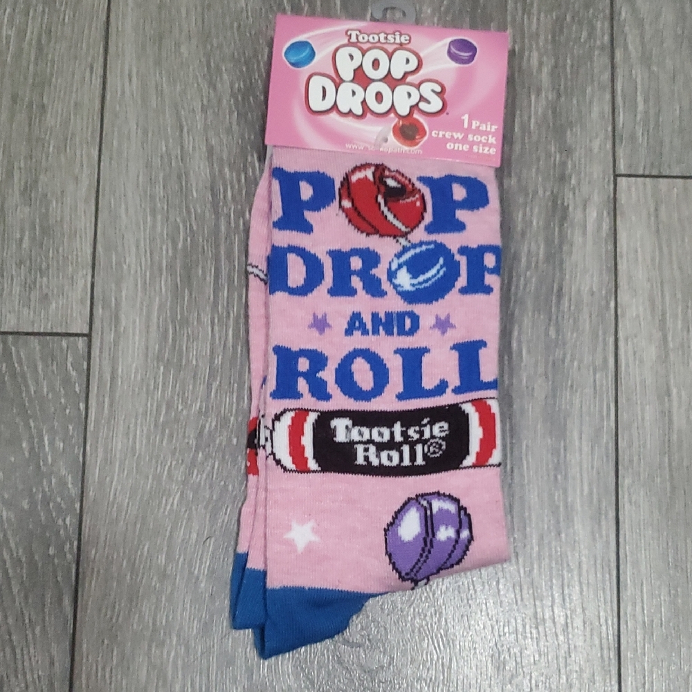 Tootsie Pop Drops and Roll Pink Casual Crew Socks